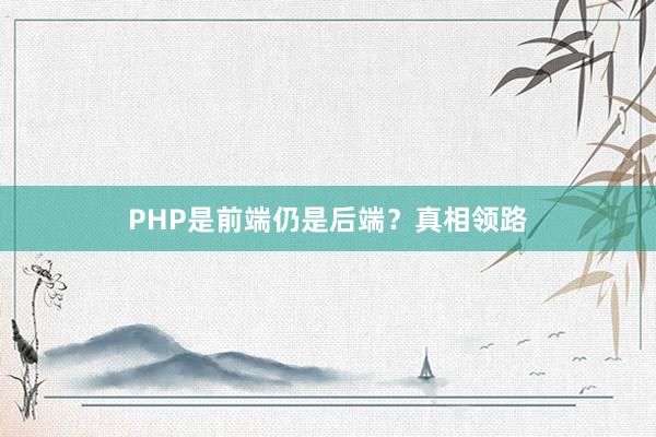 PHP是前端仍是后端？真相领路